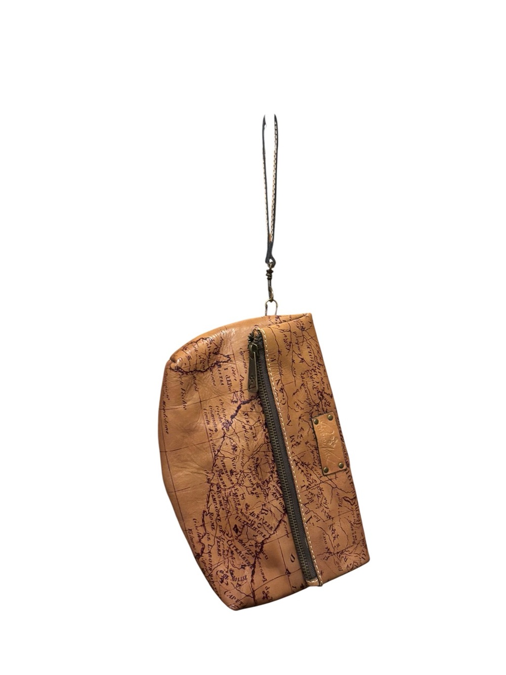 Vintage Style World Map Wristlet Clutch Brown Travel Bag NWOT